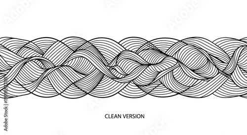 Fotografie Seamless black and white wavy line pattern decorative border.