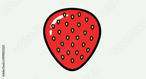 Fresh Strawberry Illustration, Red Fruit with Seeds, Healthy Food Concept