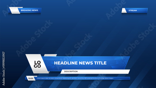 blue lower third with news kit for broadcast and television template