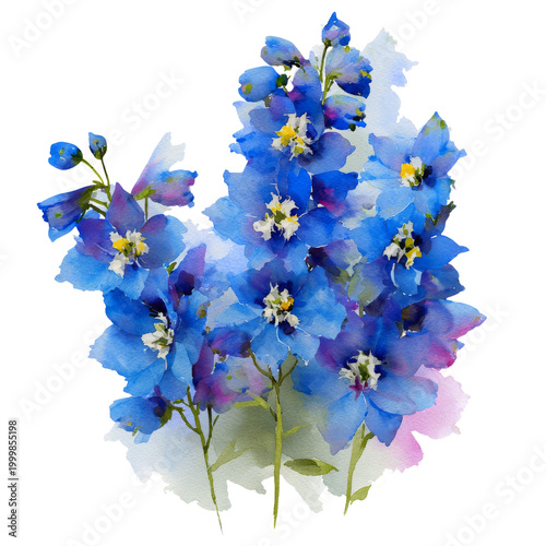 Φωτογραφία Flower - delphinium watercolor isolation on transparent illustration