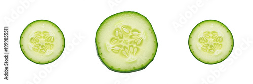 Fresh Green Sliced Cucumber Round Isolated On Transparent Background Vegetable Salad Healthy Organic Raw Nutrition