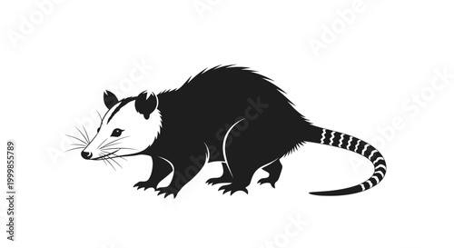 Black and White Opossum Illustration