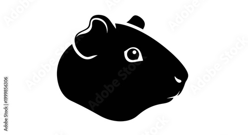 Black Silhouette of a Guinea Pig Head.