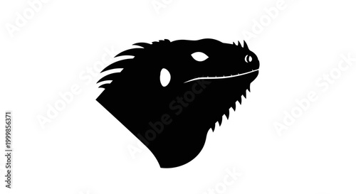 Black Silhouette of a Dinosaur Head.