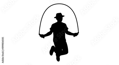 Man Jumping Rope Silhouette Fitness Activity.