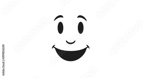 Simple Black Smiling Face Icon Design.