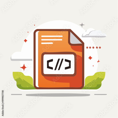 Coding File Icon with Brackets and Slashes