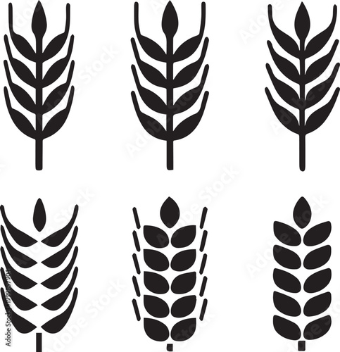 Black Barley Rye Silhouette Vector Set