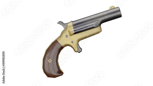 Photography 3d rendering derringer pistol