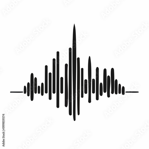 Black Sound Waveform on White Background