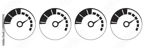 

Speedometer logo vector illustration, speedometer speed vector icon set, automotive speed measurement symbols