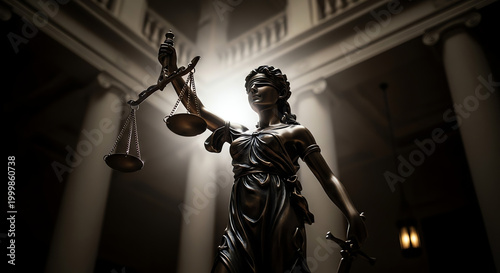 Lady Justice statue with scales and sword
