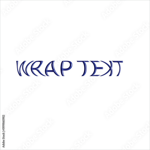 Abstract Distorted Wrap Text Effect in Blue Metallic Style on White Background