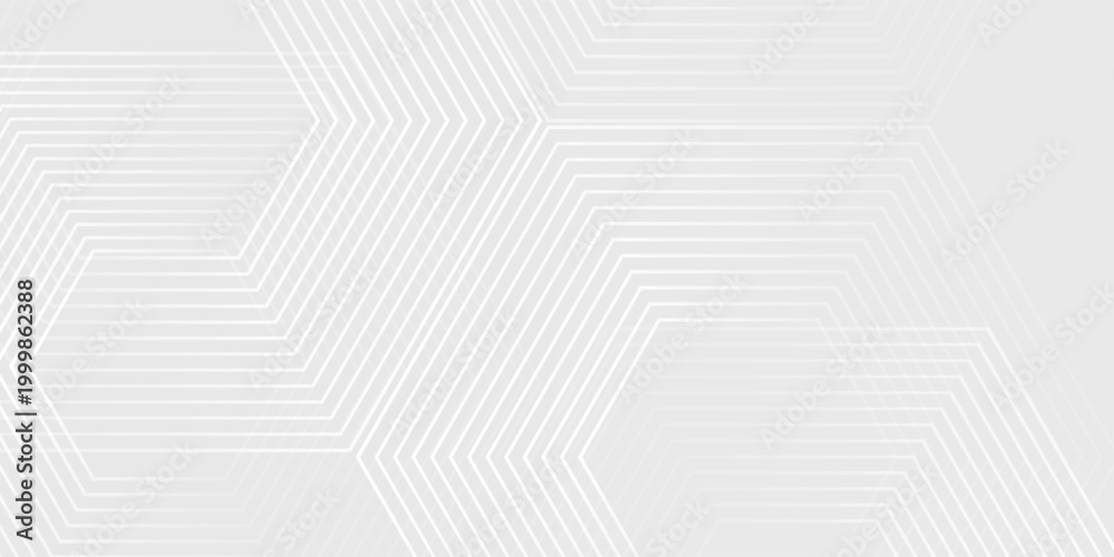 Obraz premium Hexagonal white grey wave light technology texture background. Abstract big data digital concept. modern background. vector eps10.
