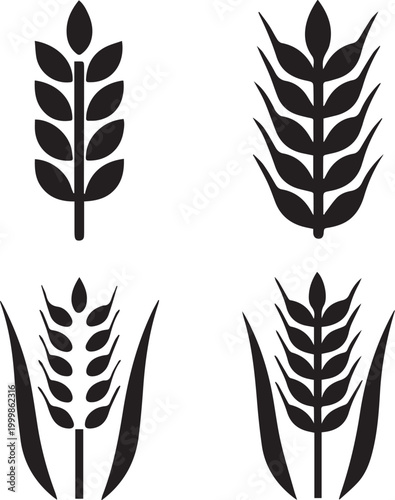 Black Barley Rye Silhouette Vector Set