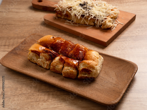 Roti Bakar Cokelat. Bread Toast with Chocolate Jam. Perfect for recipe, article, catalogue, or any commercial purposes. with copy space.