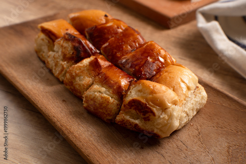 Roti Bakar Cokelat. Bread Toast with Chocolate Jam. Perfect for recipe, article, catalogue, or any commercial purposes. with copy space.