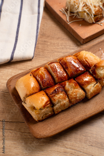 Roti Bakar Cokelat. Bread Toast with Chocolate Jam. Perfect for recipe, article, catalogue, or any commercial purposes. with copy space.