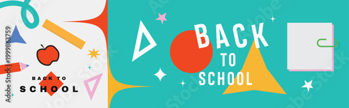 Back to school text in background with educational Post Banner