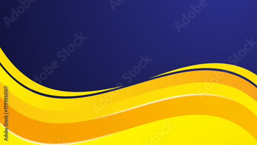 Modern navy blue background with striking yellow and orange wavy lines for professional corporate branding