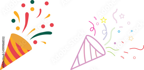 Confetti celebration burst festive party decoration colorful abstract explosion design vector isolated background joyful event holiday carnival sparkle set collection group.