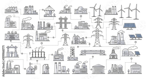 Collection of Industrial Energy Production and Distribution Diagrams.