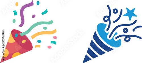 Confetti celebration burst festive party decoration colorful abstract explosion design vector isolated background joyful event holiday carnival sparkle set collection group.