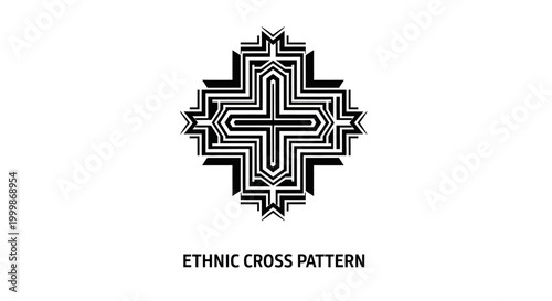 Geometric ethnic cross symbol with intricate line art pattern.
