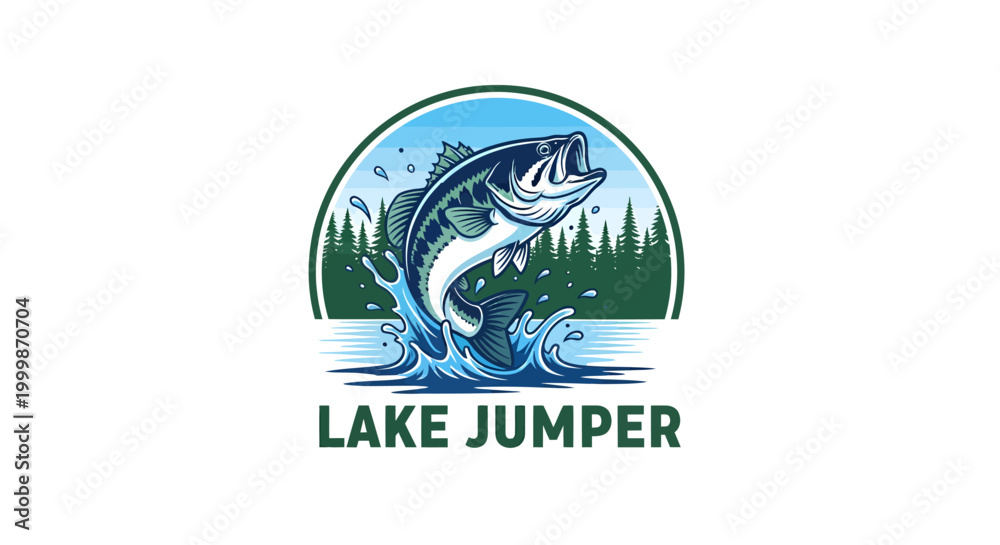 Fototapeta premium Dynamic bass fish leaping from water creating a powerful splash.