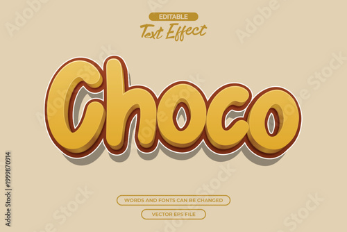 Choco editable text effect with cartoon text style
