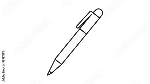 Cuadro en lienzo Minimalist black line vector icon illustration of a classic ballpoint pen on a white background, perfect for business, education, and office-themed graphic design projects and web interfaces