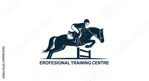 Equestrian rider and horse jumping over an obstacle at a training center.