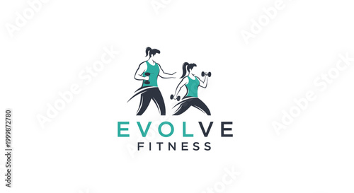 Evolve Fitness logo featuring two people exercising with weights.