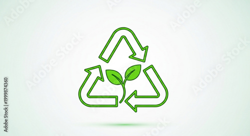 Green recycling symbol with leaves eco friendly icon for sustainability and environmental conservation efforts