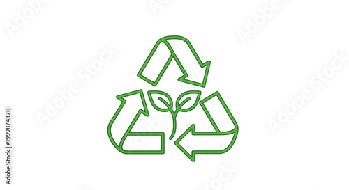 Green recycling symbol with leaf eco friendly logo environmental icon sustainability sign green recycle arrow eco symbol leafy recycle sign nature conservation icon environmental