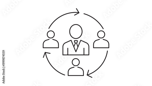 Foto Scrum Master and Team Leadership Editable Stroke Vector Icon; Minimalist Black Line Illustration of Agile Project Management, Collaboration, and Process Flow on a White Background