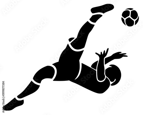 Konstfotografi Soccer player performing spectacular bicycle kick overhead volley shot at ball,