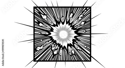 Quadro su tela Manga style impact lines explosion frame effect.