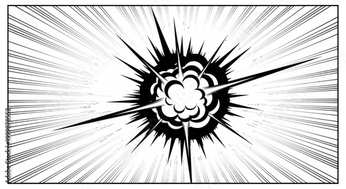 Photography Manga style explosion effect with sharp spikes and central cloud.