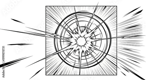 Anime style manga comic book explosion effect graphic element.