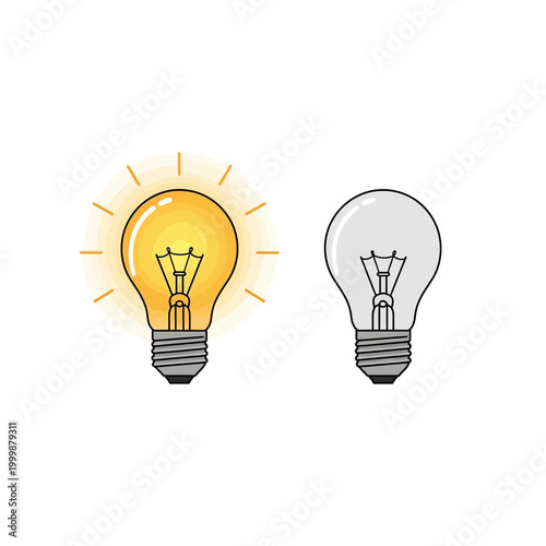 Concept of idea, innovation and creativity with glowing and unlit light bulbs