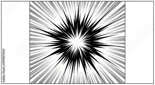 Black and white manga style radial burst action effect.