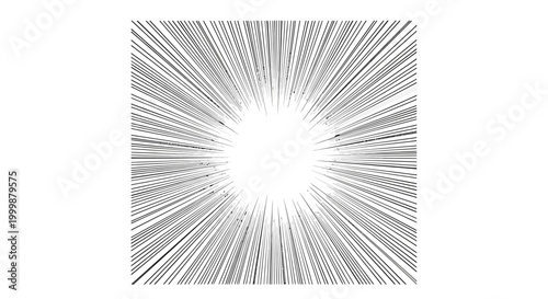 Black and white manga style speed lines radiating from center.