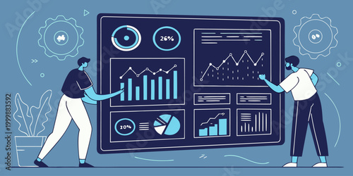 Modern business dashboard with graphs, statistics and KPI tracking for performance analysis.