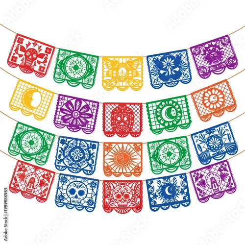 Papel Picado Banner - Colorful Mexican Fiesta Decorations