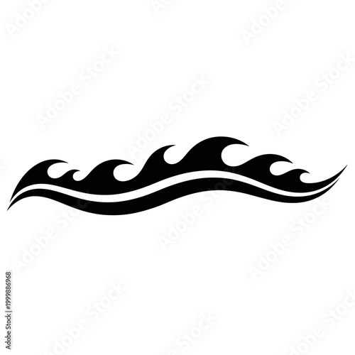 Tribal Wave Tattoo Design - Black Ink Silhouette