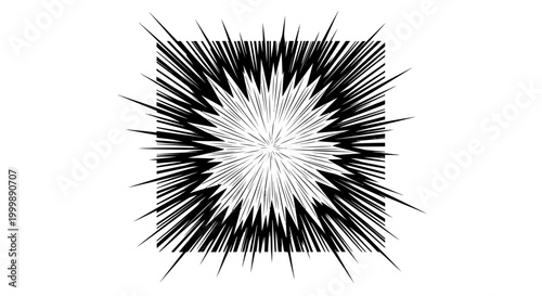 Black and white manga style comic speed lines radiating from center.