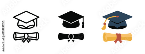 Fotografie Graduation Icons with Cap Congratulations Design