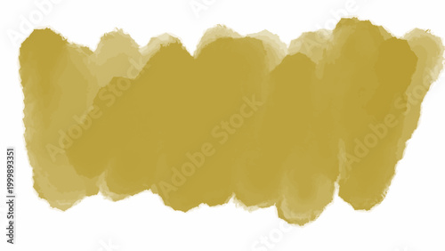 Mustard yellow watercolor paint brush stroke horizontal element isolated on white. Organic artistic text background.