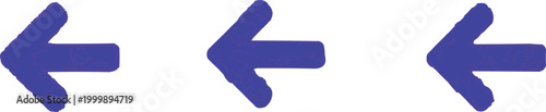 Foto A trio of vibrant blue arrows are illustrated, all facing the left on a white canvas